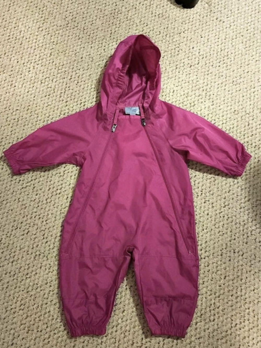 SEARS Baby Pink Hooded One-Piece Splash Suit Size 12M